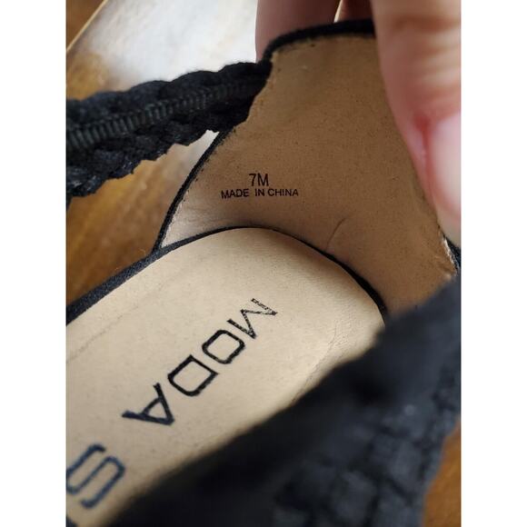 Women's Moda Spana Black Zip Straw Wedge Sandals | Size 7 - Picture 8 of 10